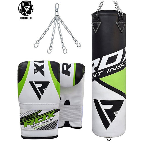 RDX UNFILLED GREEN PUNCH BAG & PUNCH MITTS SET-1